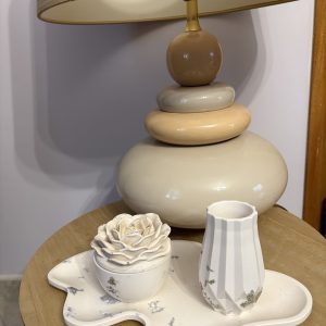 Ensemble plateau rose vase octogonale