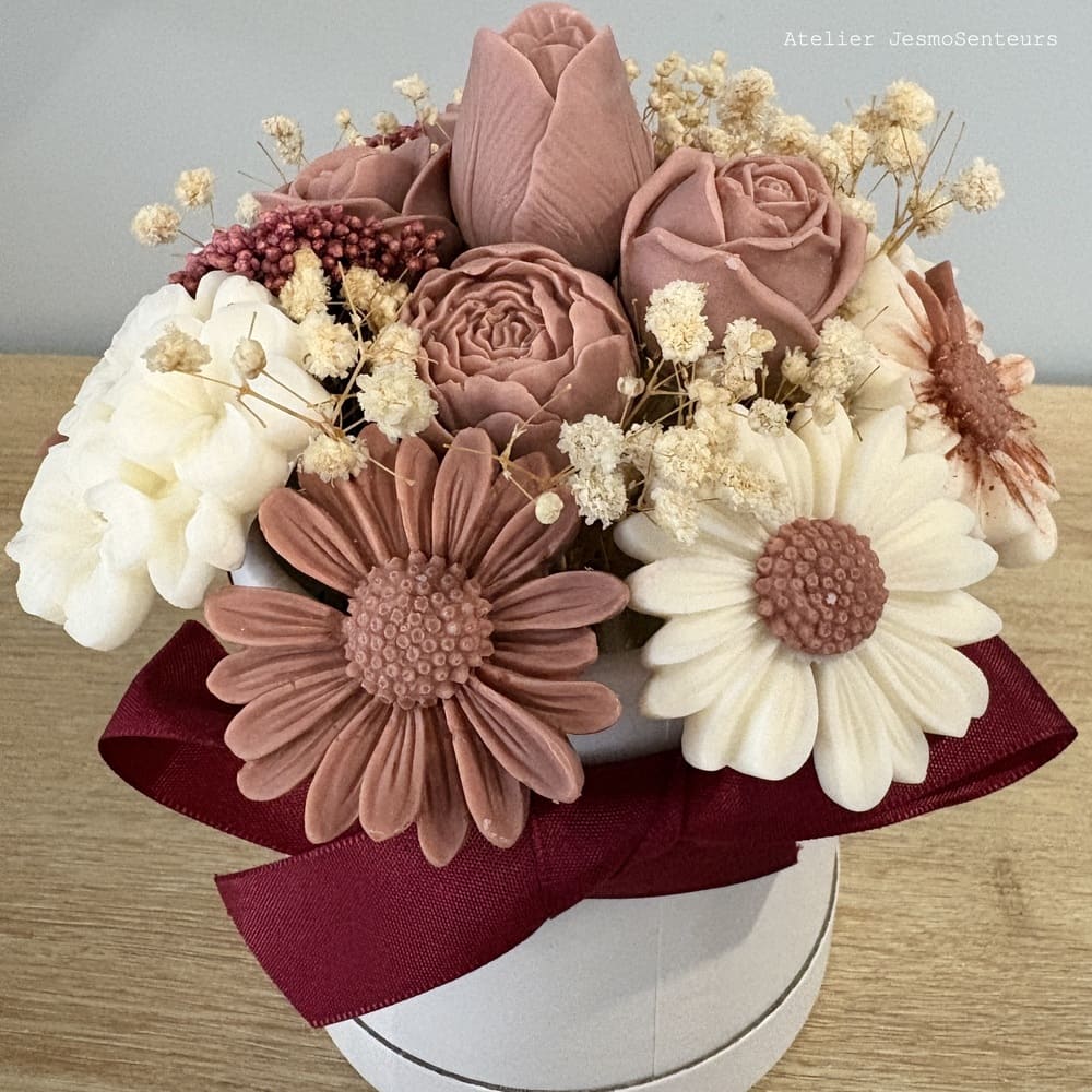 Bouquet de fleur en cire de soja au caramel Beurre Salé