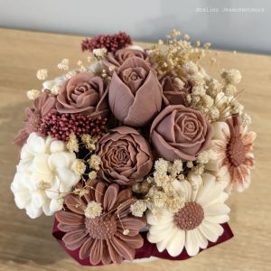 Bouquet de fleur en cire de soja au caramel Beurre Salé