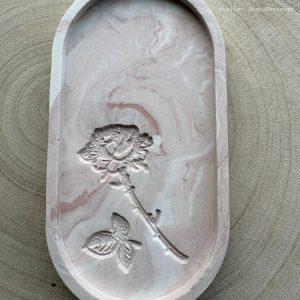 Plateau fleur imprimée marbré rose