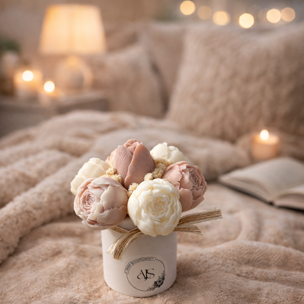 Mini bouquets de fondants parfumés rose - fleur de coton